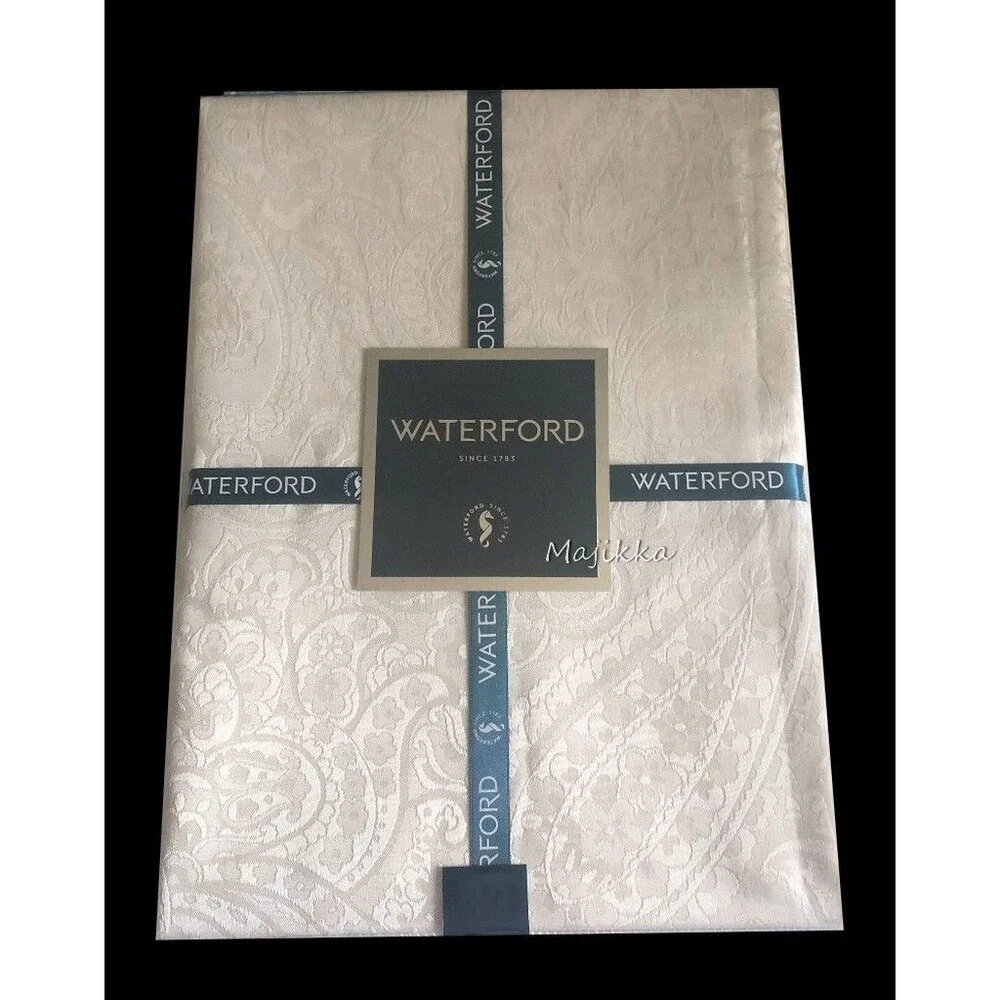Waterford Paisley Fabric Tablecloth 70x84 Ivory Thanksgiving Christmas Easter